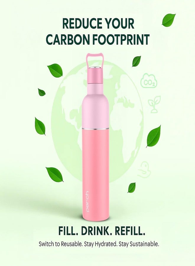 Perch Oasis thermosteel Water Bottle,Hot and Cold,Vacuum Insulated ISI Certified Flask,Steel Water Bottle for Kids | Office (Baby Pink with Pink, 760 ml) - Image 5